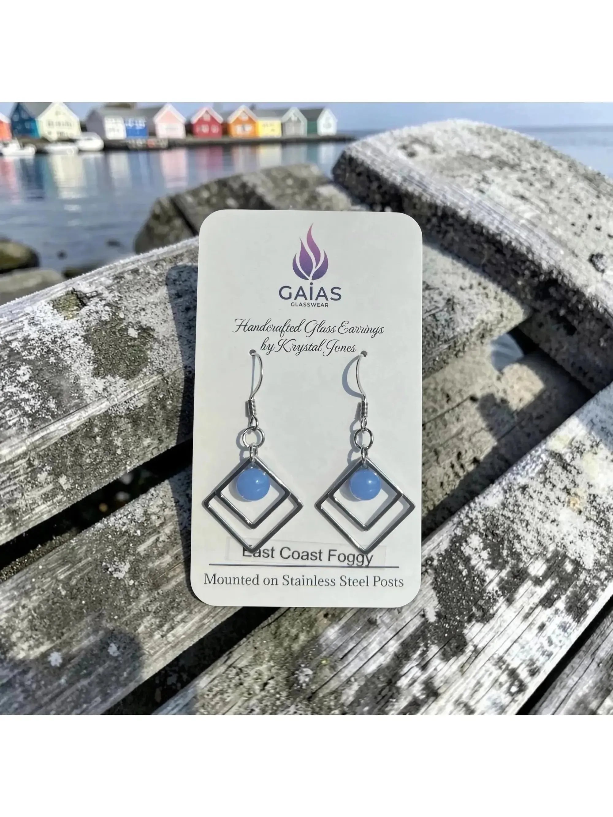 East Coast Foggy | Geometric Fused Glass Earrings